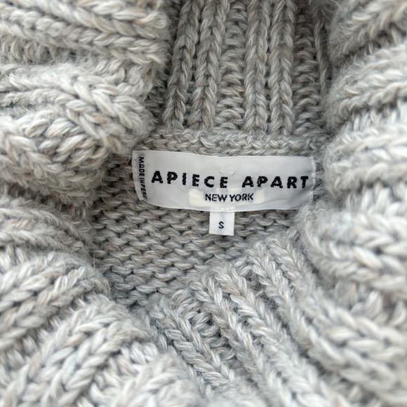 Apiece Apart Ines Fringe Alpaca Sweater Vest Small Turtleneck Grey - Picture 9 of 12